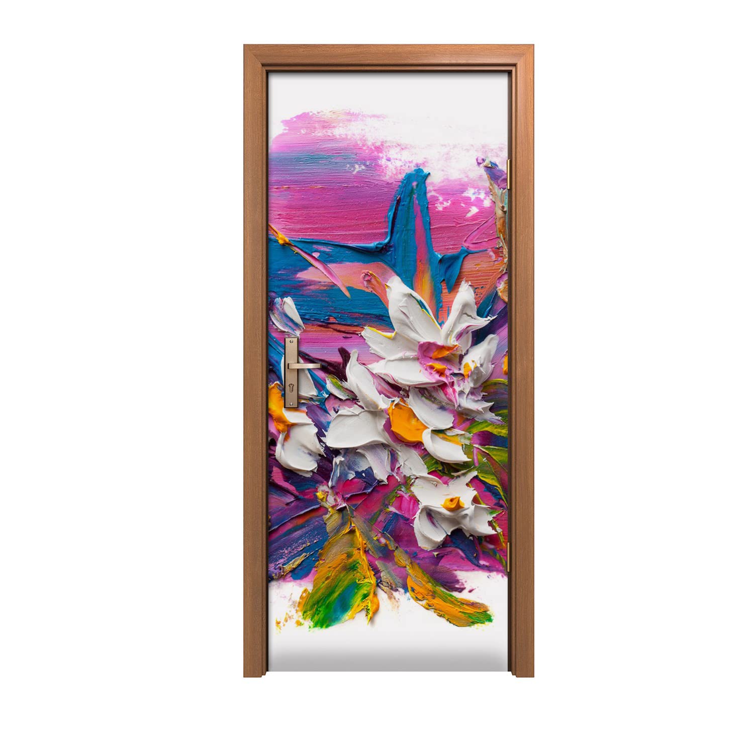 Autocollant de porte fleurs 80x200cm pour créer un salon nature et chaleureux