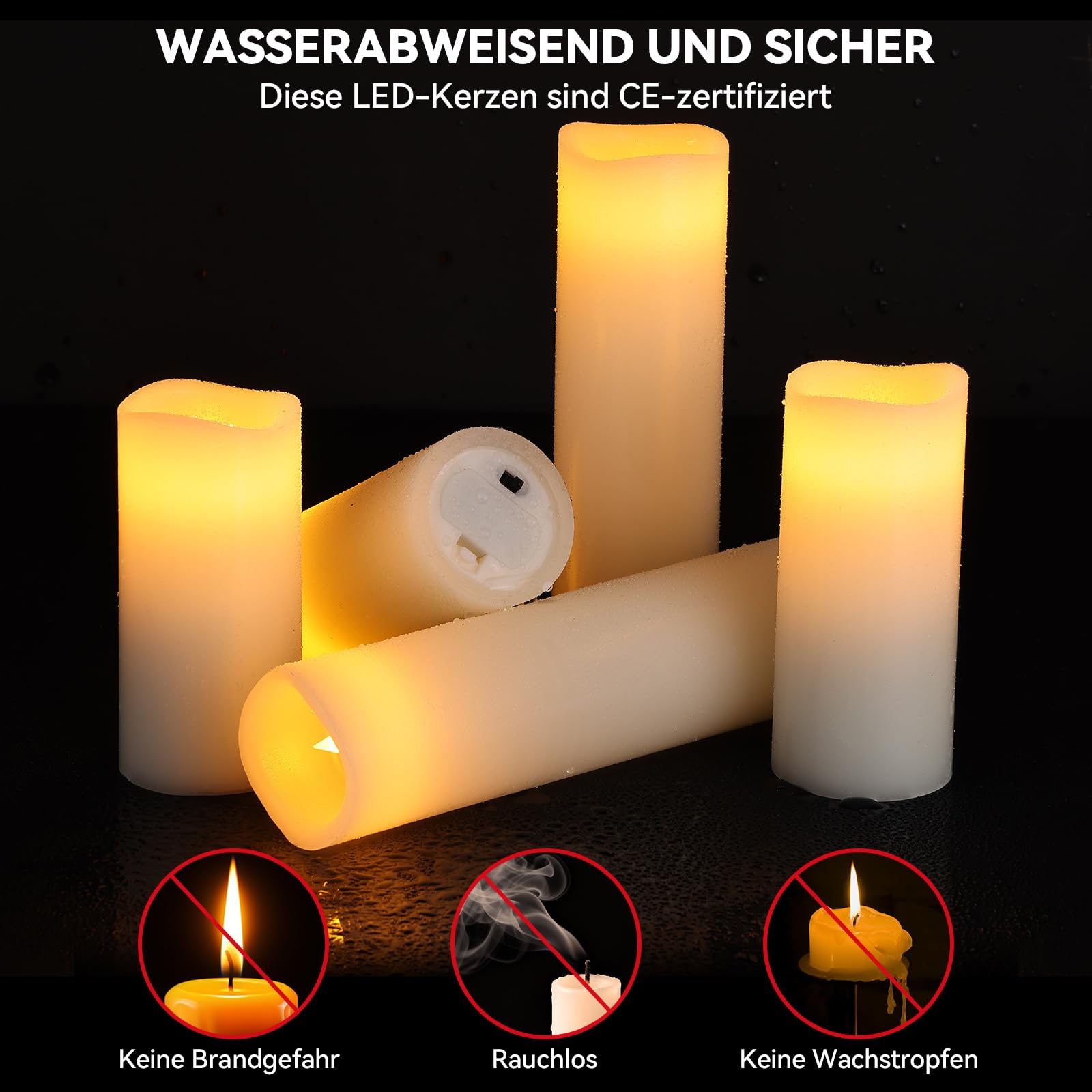 LED-Kerzen, LED-Kerzen Flackernde Flamme mit Timerfunktion&Fernbedienung,9 Batteriekerzen-Set (10,5cm 12,5cm 15cm 17,5cm 20cm 22cm),Echtwachs Stumpen-LED-Kerze für Halloween,Weihnachten,Party,Hochzeit