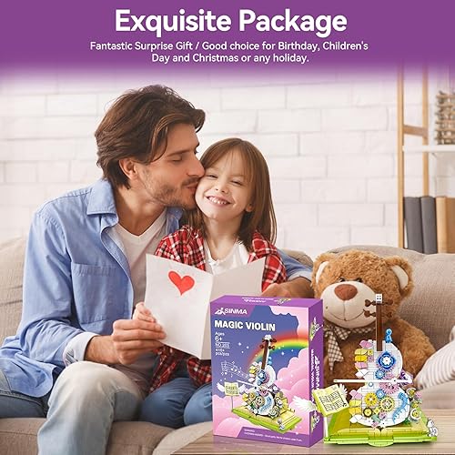 Miniatura 6 de Juegos de construcción mágicos de violín de flores con flores, lazo bailarín. Bonito regalo de decoración para niñas, regalo creativo para niñas de