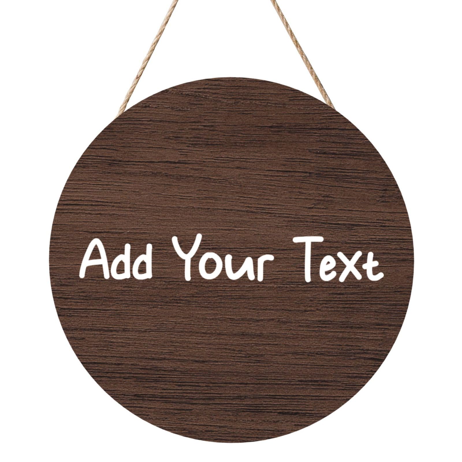 Personalised Wooden Plaque with Photo Text Custom Hanging House Round Sign for Home Garden Bedroom Wall Door Farmhouse Birthday Wedding Christmas Decoration, 30x30cm