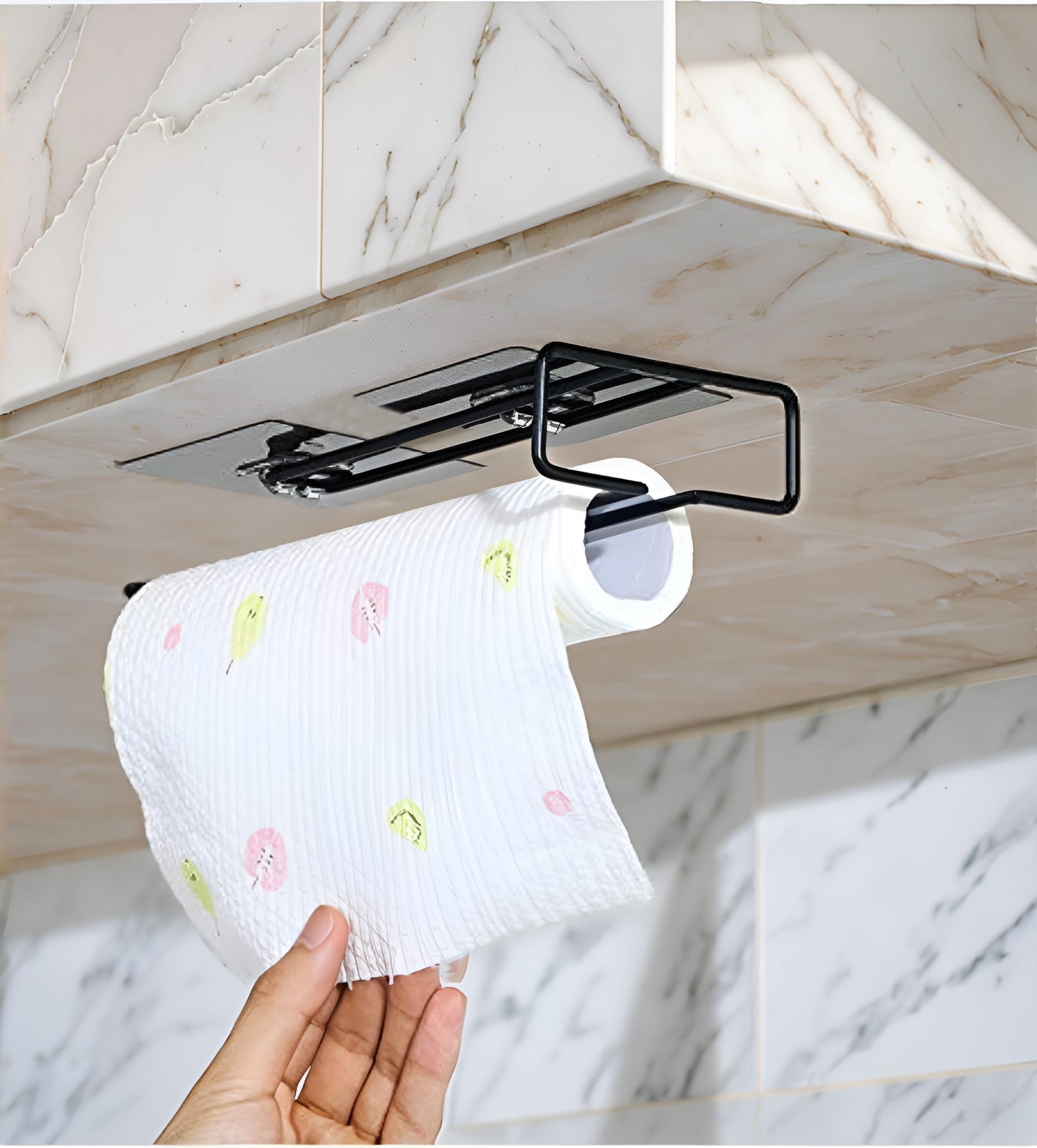 Decorlay Self Adhesive Sticker Kitchen Bathroom Napkin Roll Holder Wall Mounted, Under The Cabinet Glass Hanging Shelf,Tissue Paper Dispensers, Wine Glass Holder | Black (Pack of 1) (B0BT4N2PMJ) Amazon Price History, Amazon Price Tracker