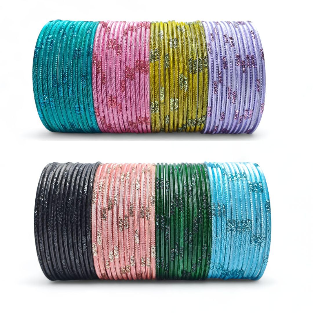 Sparkling Metal Multicolor Traditional Bangle Set for Women & Girls | Pack of 96 Stylish Bangles-image-31