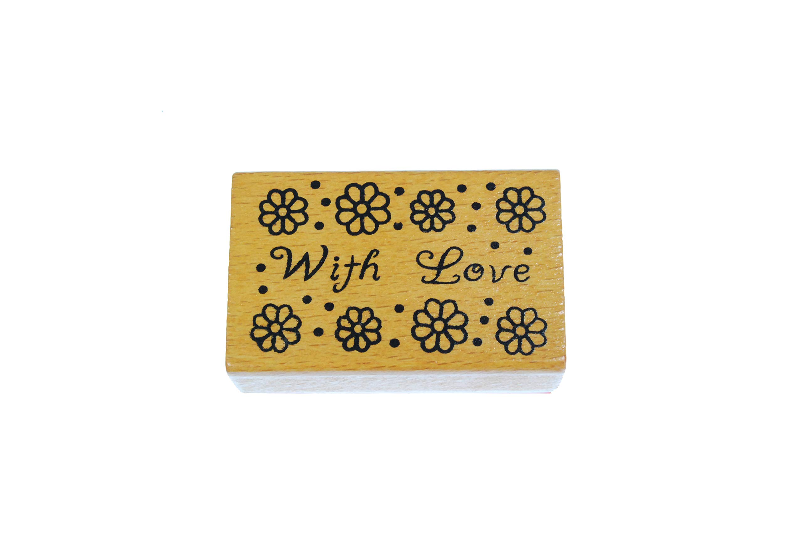 celloexpress Wooden Mounted Ink Stamper - Christmas Crafts, Occasions, Everyday, Sets, Office, Fun (with Love - 6cm x 4cm) โ image 1