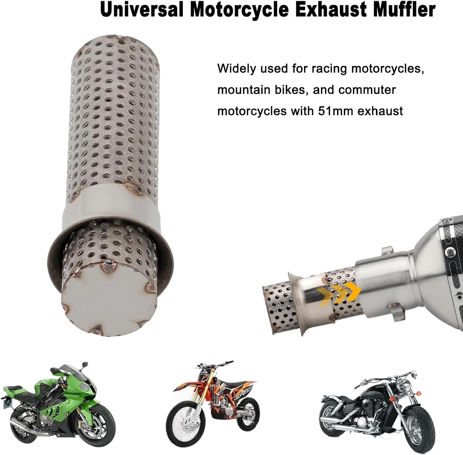 Motorcycle DB Killer 51mm Universal Exhaust Muffler Silencer Baffle Removable Noise Eliminator
