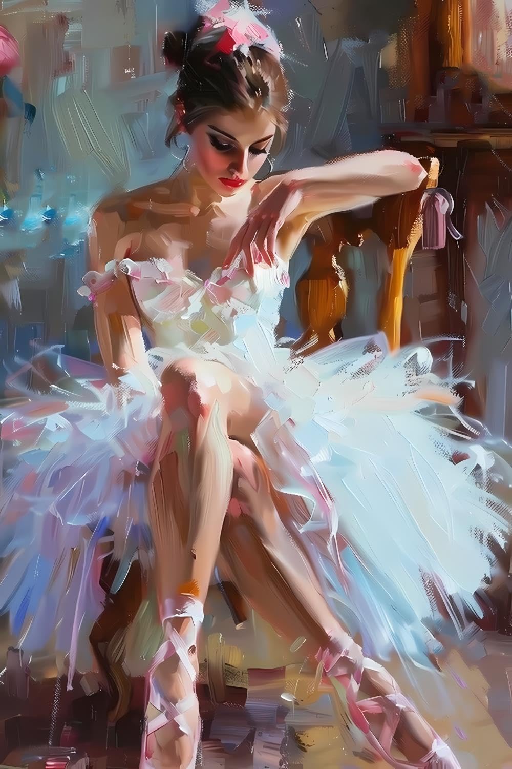 GUAIEUW Diamond Painting Kits for Adults The Ballerina in The Chair Ballet 5D DIY Diamond Art Kits Full Drill Diamond for Gift Wall Decor and