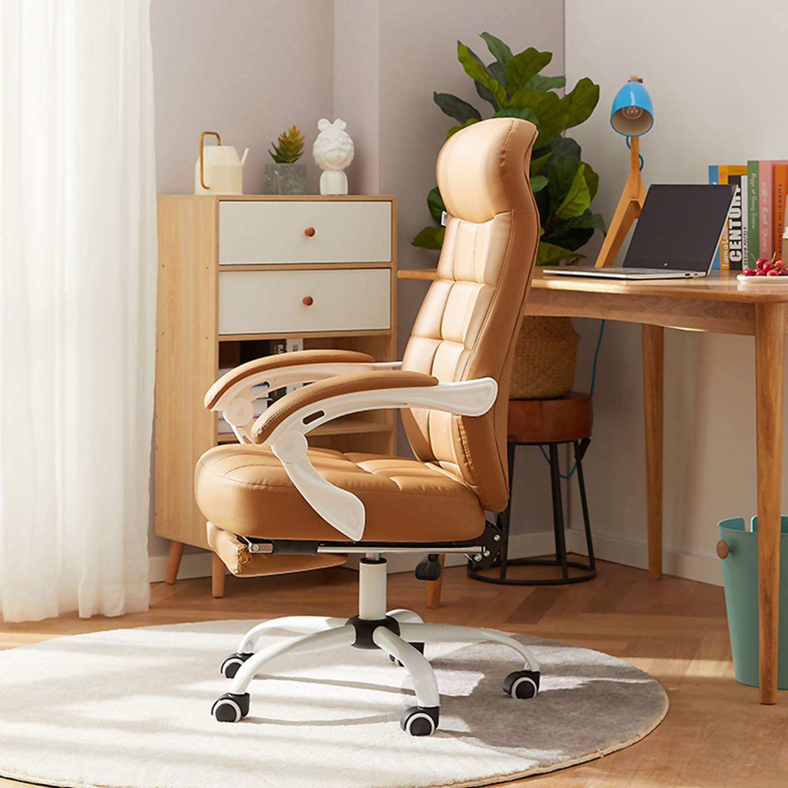 Buy High Back Reclining Chair with Footrest, Ergonomic PU Leather Task