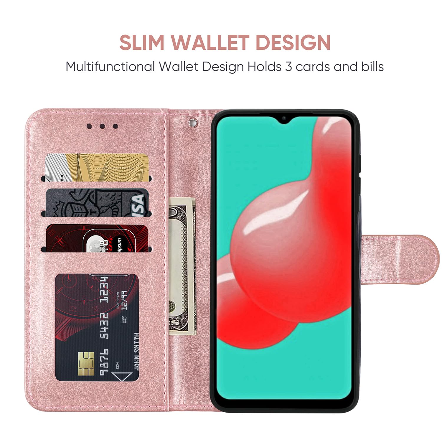 Bohefo Case for Galaxy A32 4G Case, Samsung A32 SM-A325F Wallet Case with Tempered Glass Screen Protector, Mandala Leather Flip Credit Card Holder Stand Phone Cover for Samsung Galaxy A32 4G Rose Gold