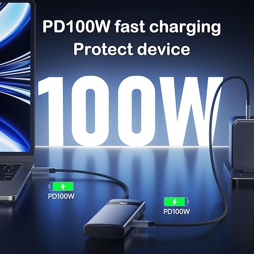 Miniatura 3 de Hub USB C 7 en 1, adaptador HDMI 4K 30Hz, estación de acoplamiento USB-C con PD de 100 W, lector de tarjetas TFMicroSD, puertos USB-A 2.0, 3.0, tipo