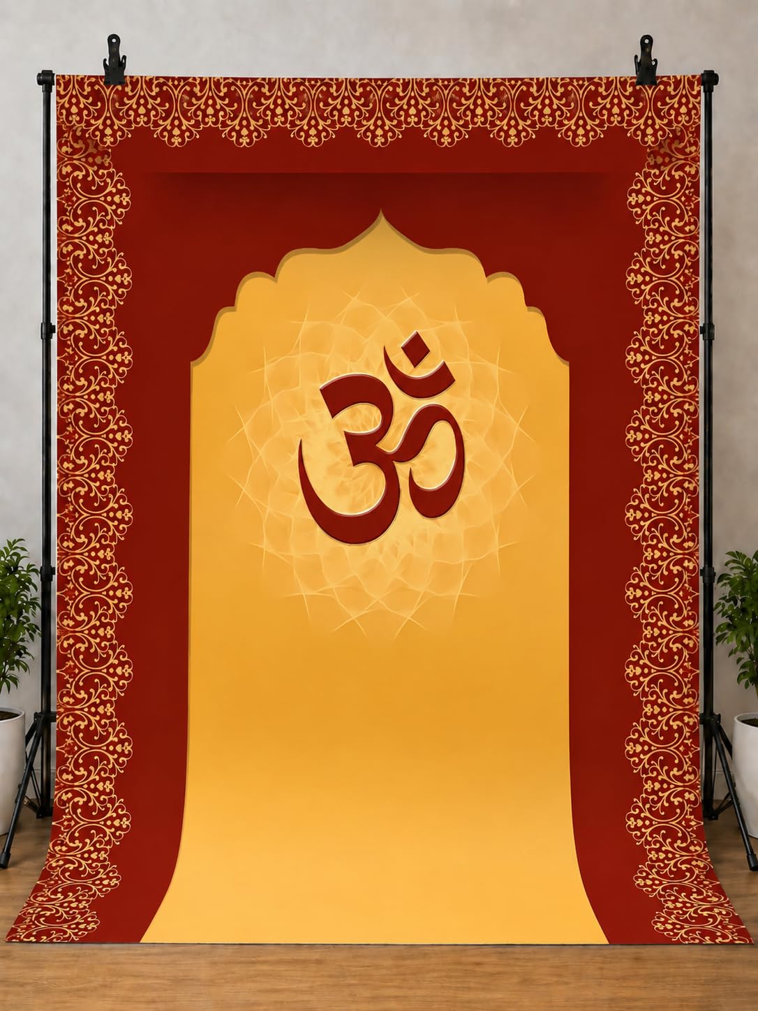 Backdropon Om Design Backdrop Curtain for Decoration Backdrop Cloth for Pooja Decoration Traditional/Background Curtain Cloth for Pooja/Festival Size 8 Feet Height and 5 Feet Width(8 * 5)-picture-15