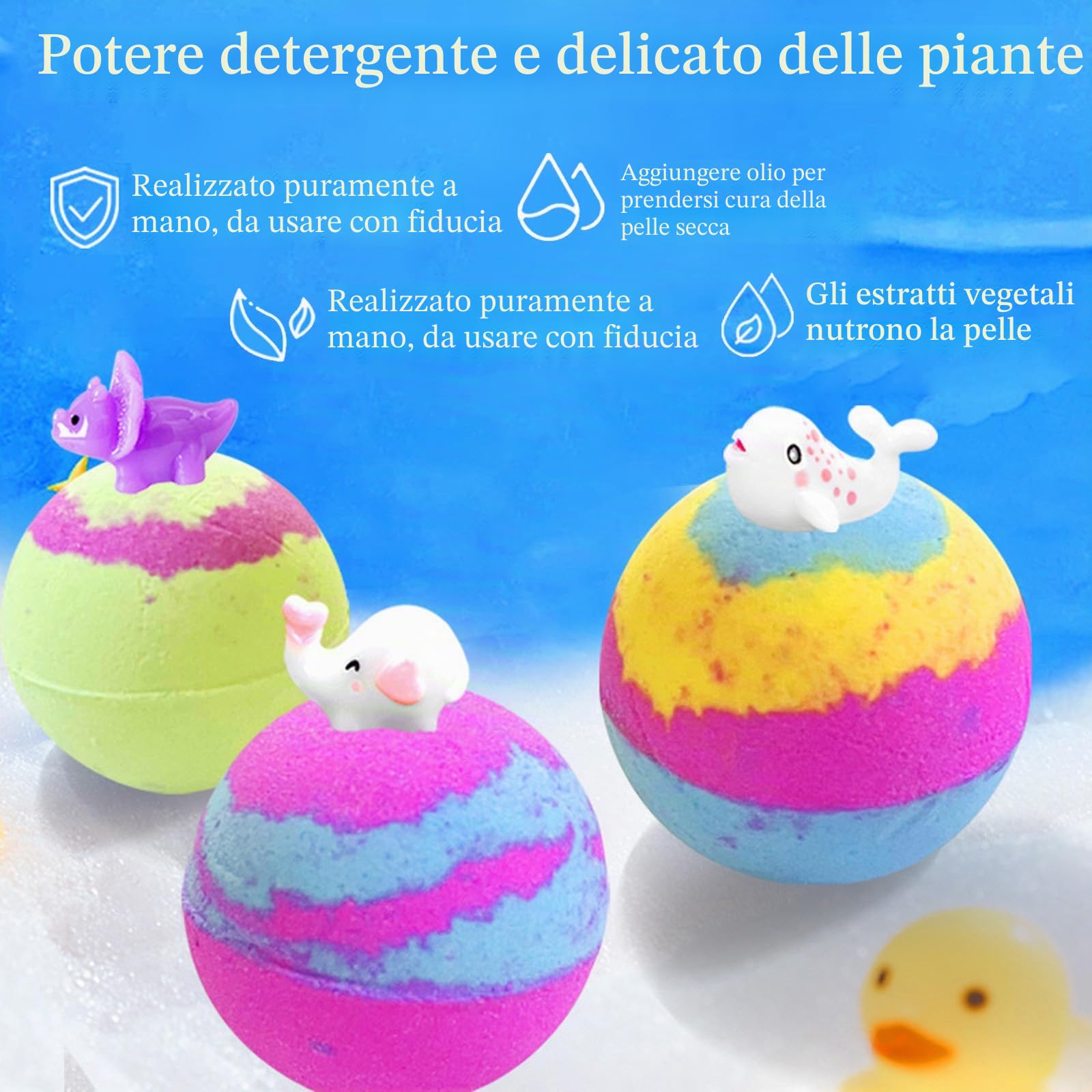 Bombe da Bagno Naturali per Bambini, 12x60g Bombe da Bagno Set Regalo, Bombe di Bolle di Bagno con Sorpresa(Mare, Terra e Spazio), Bombe da Doccia Regali di Compleanno Party per Ragazzi e Ragazze