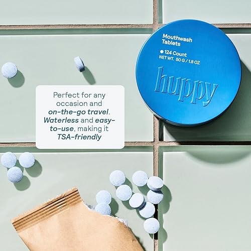 Miniatura 4 de HUPPY Pastillas de enjuague bucal con nanohidroxiapatita Refresca el aliento y remineraliza los dientes Pestañas de hidroxiapatita perfectas para
