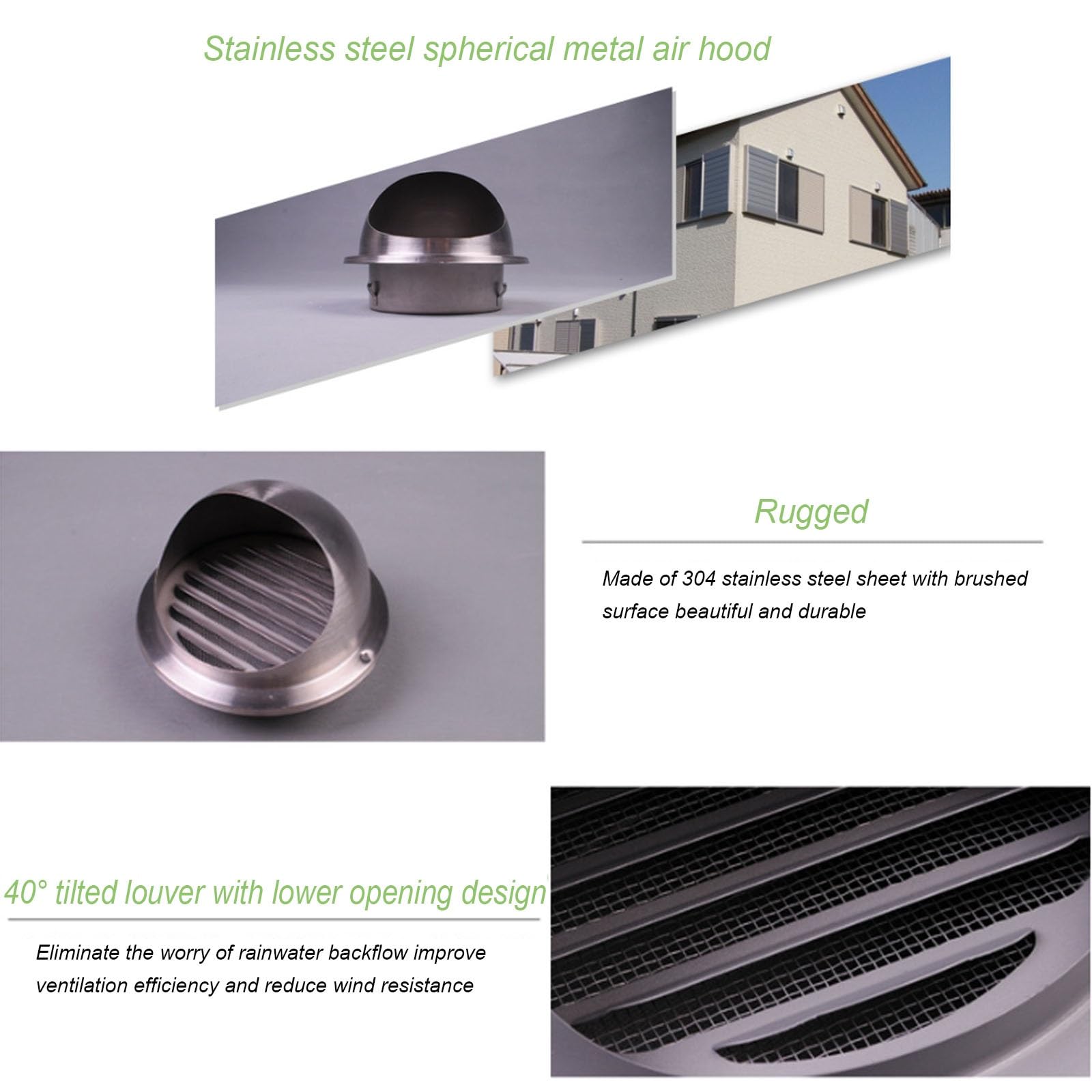 Rejilla de ventilación para Chimenea con Rejilla, Resistente a la Intemperie, fácil de Limpiar, Apta para Cocina, baño, Garaje, ventilación de Pared y Escape (16 cm)