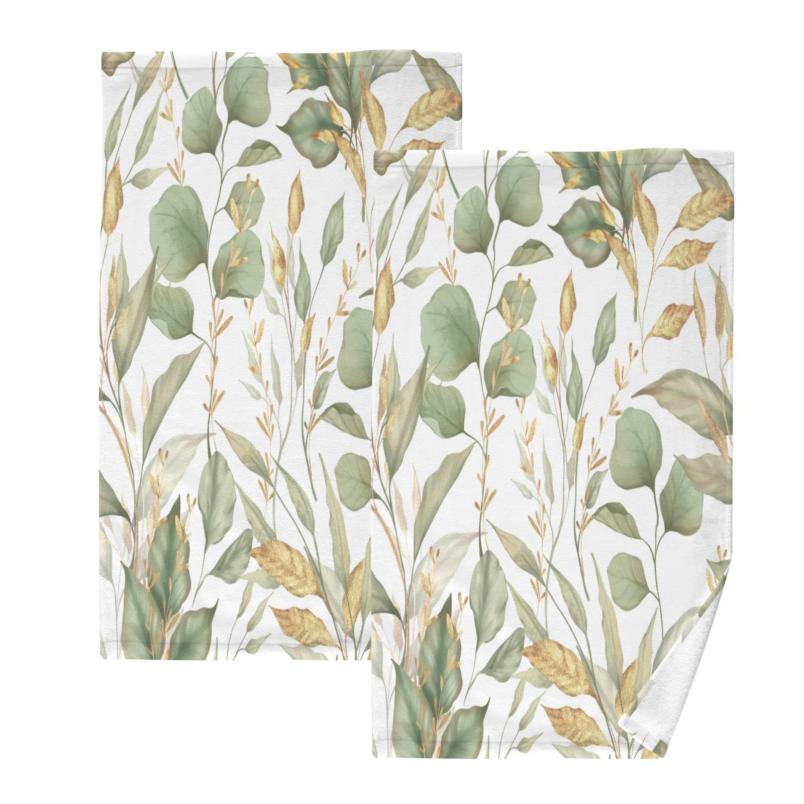 Essuie-mains absorbant lot de 2 serviettes coton motif végétal cuisine salle de bain