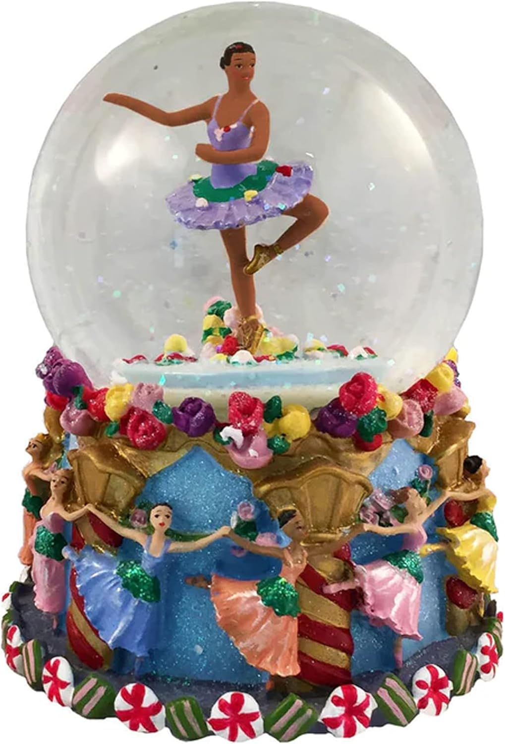 Nutcracker Ballet Gifts, Snow Globe Christmas, Musical Globes with Spinning African American Ballerina, Music by Tchaikovsky Waltz of The Flowers Ornament, Holiday Home Decor Nutcracker Gifts, 6”x 5