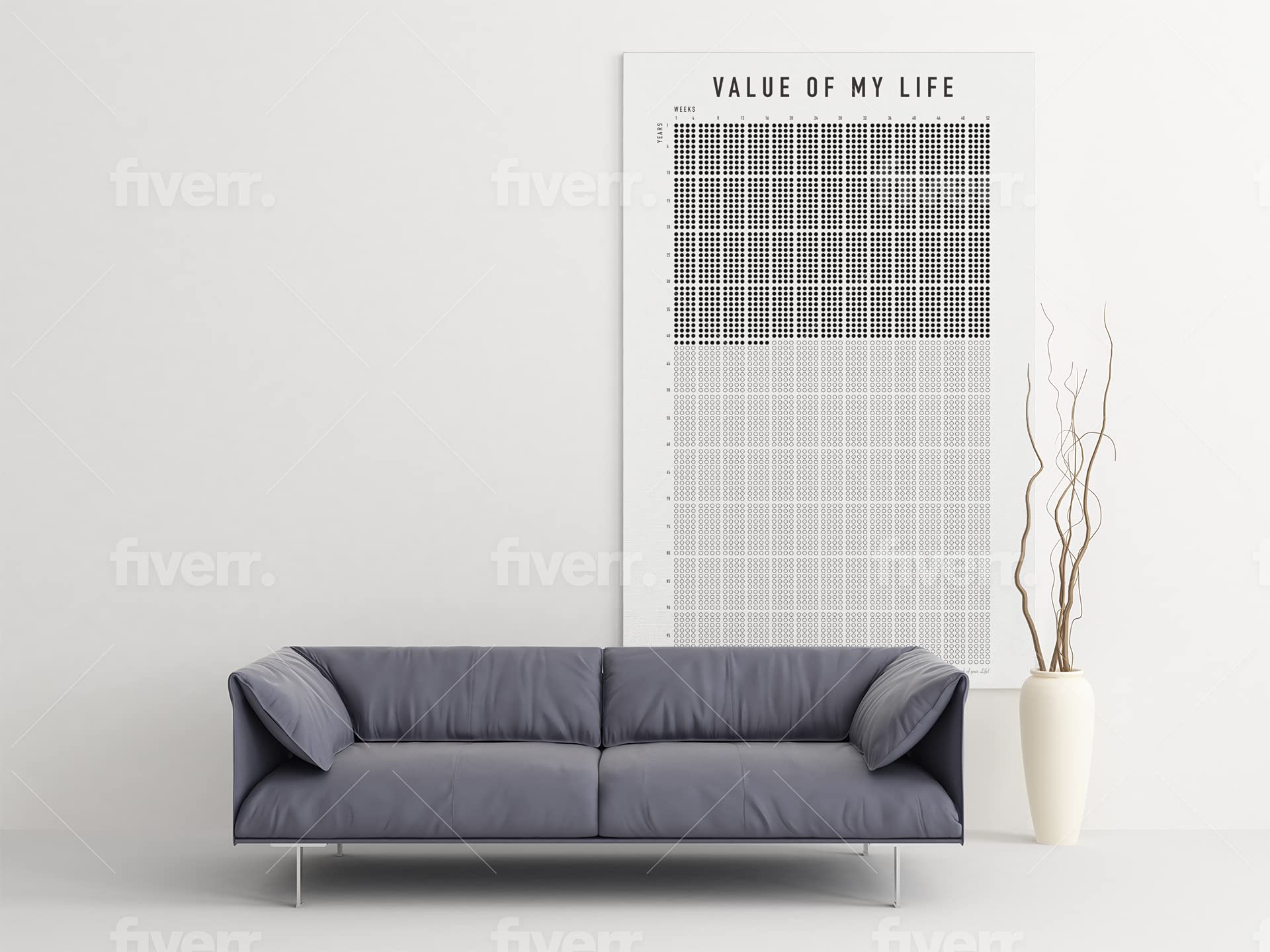 Calendario semanal de tu vida en semanas, póster de la vida semanal, calendario semanal de 5.200 semanas que mostrarán tu vida y cambiarán de vista (42,0 x 59,4 cm, 30 años preimpresos, A2)