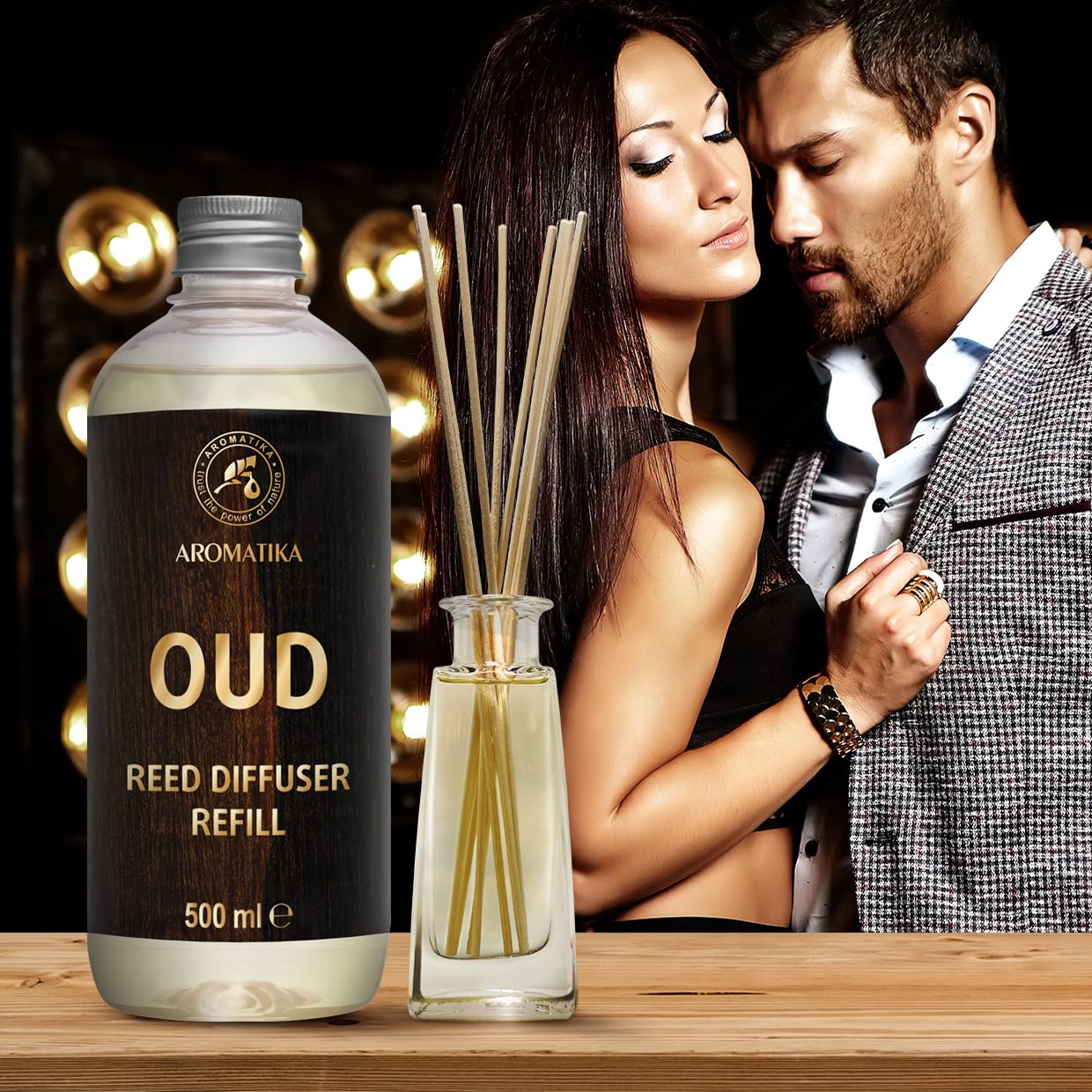 Recharge Diffuseur de Oud 500ml - Naturel Fragrance - Parfum boisé - Désodorisant - Aromathérapie - Parfum de Ambiance - Parfum Frais et de Longue Durée - Assainisseur de Air