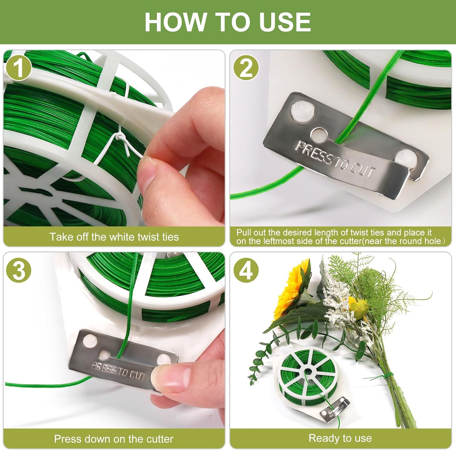 SumDirect Plant Ties,1312FT/400m Green Garden Twist Ties with Cutter for Gardening Plants Growth and Care,Plant Garden Twine Wires for Office Home Cable Organization (1312 Feet / 400 Meters(2 Rolls)) image 5