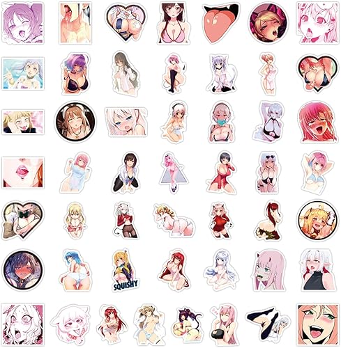 Miniatura 4 de Calcomanías de anime sexy, 200 unidades, calcomanías de chica caliente para adultos, calcomanías de vinilo impermeables de belleza para laptop,