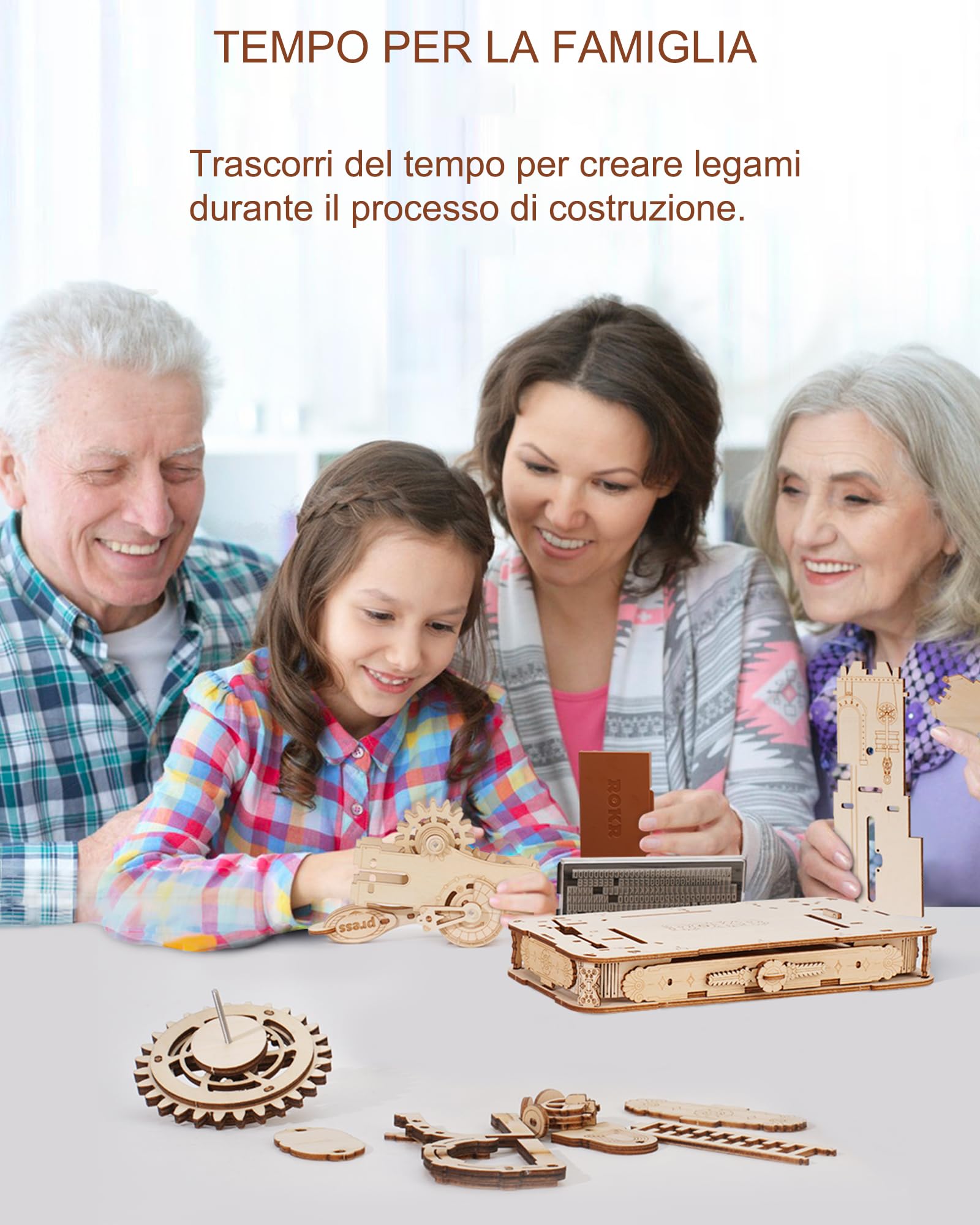 Puzzle 3D In Legno ROKR – Carrello Portapesa Musicale – Modello Da Costruire Per Adulti