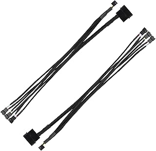 SinLoon PWM Fan Splitter, 4 Pin Fan 1 to 3 Splitter Cable Sleeved Braided, PC Case Fan Y Power Adapter Cable for PC Matherboard, Desktop Computer CPU Fan 2PCS (17Inch 1 to 3)