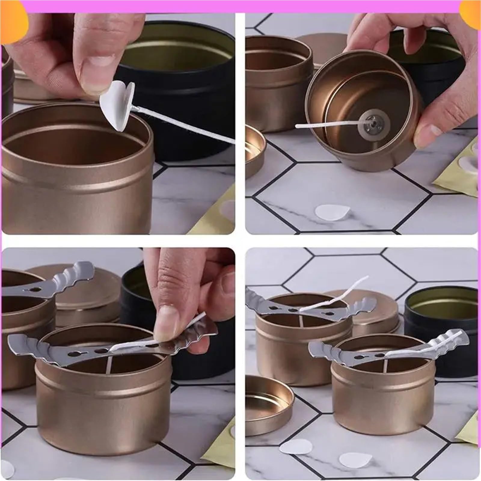 Barattoli per Candele Confezione da 48 barattoli di Latta for Candele con Coperchio, 4 Once, Metallo for Fai Te, Arti e Mestieri