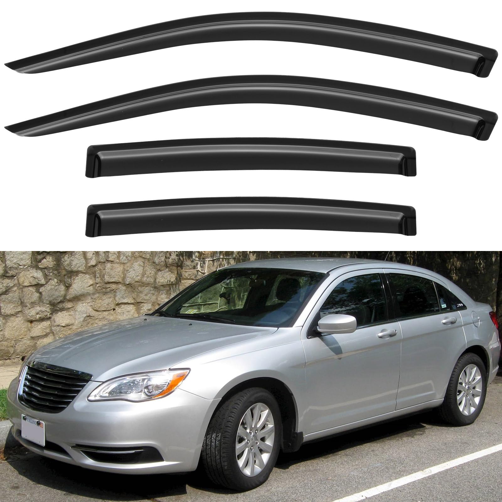 Window Visors Rain Guards for 2011 2012 2013 2014 Chrysler 200, Out-Channel Window Vent Wind Deflectors Visors Shades for 2007-2010 Chrysler Sebring