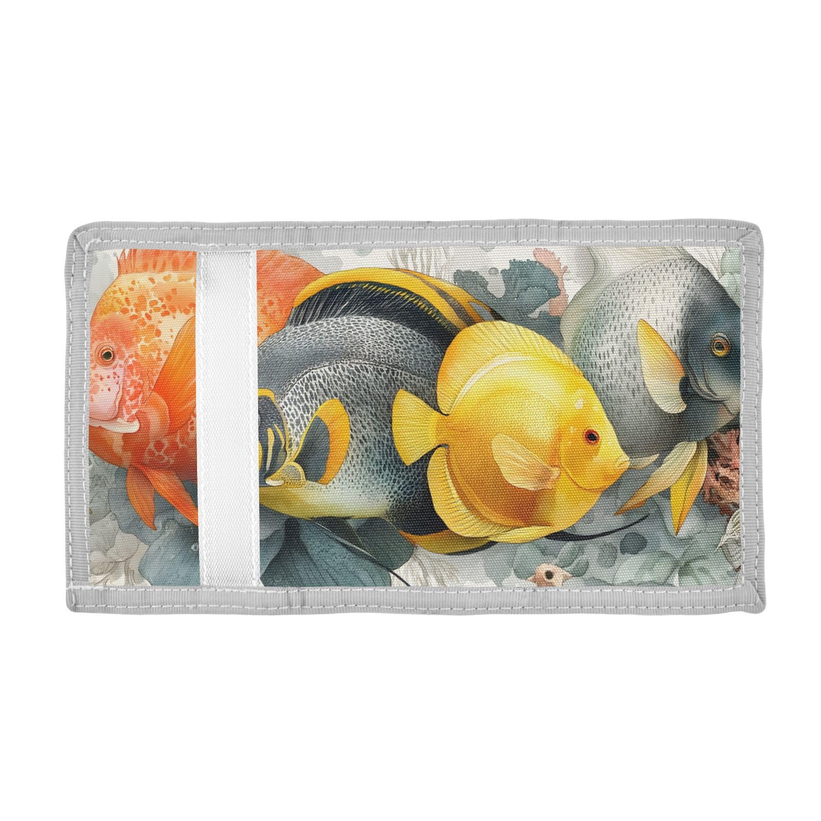 FOLIOSA Fishes Tropical Kids Wallet for Boys Girls Youth, Compact Fabric 4.9×2.9 in