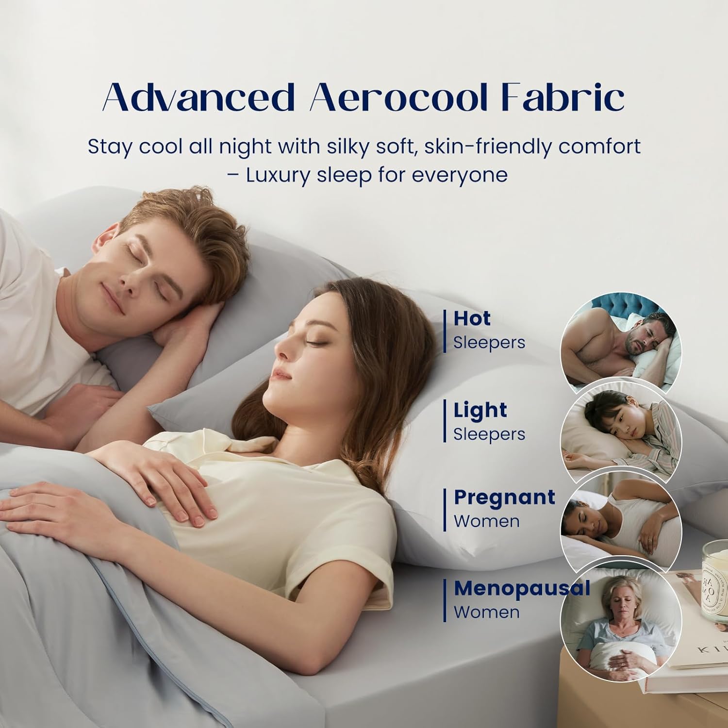 Dream Valley® Cooling Pillow Cases for Hot Sleepers, Envelope Pillowcases Standard/Queen Size Set of 2, Silky Soft, Breathable Cooling Fabric for Deep Sleep, Cool Grey, 20''×30'' - Image 2