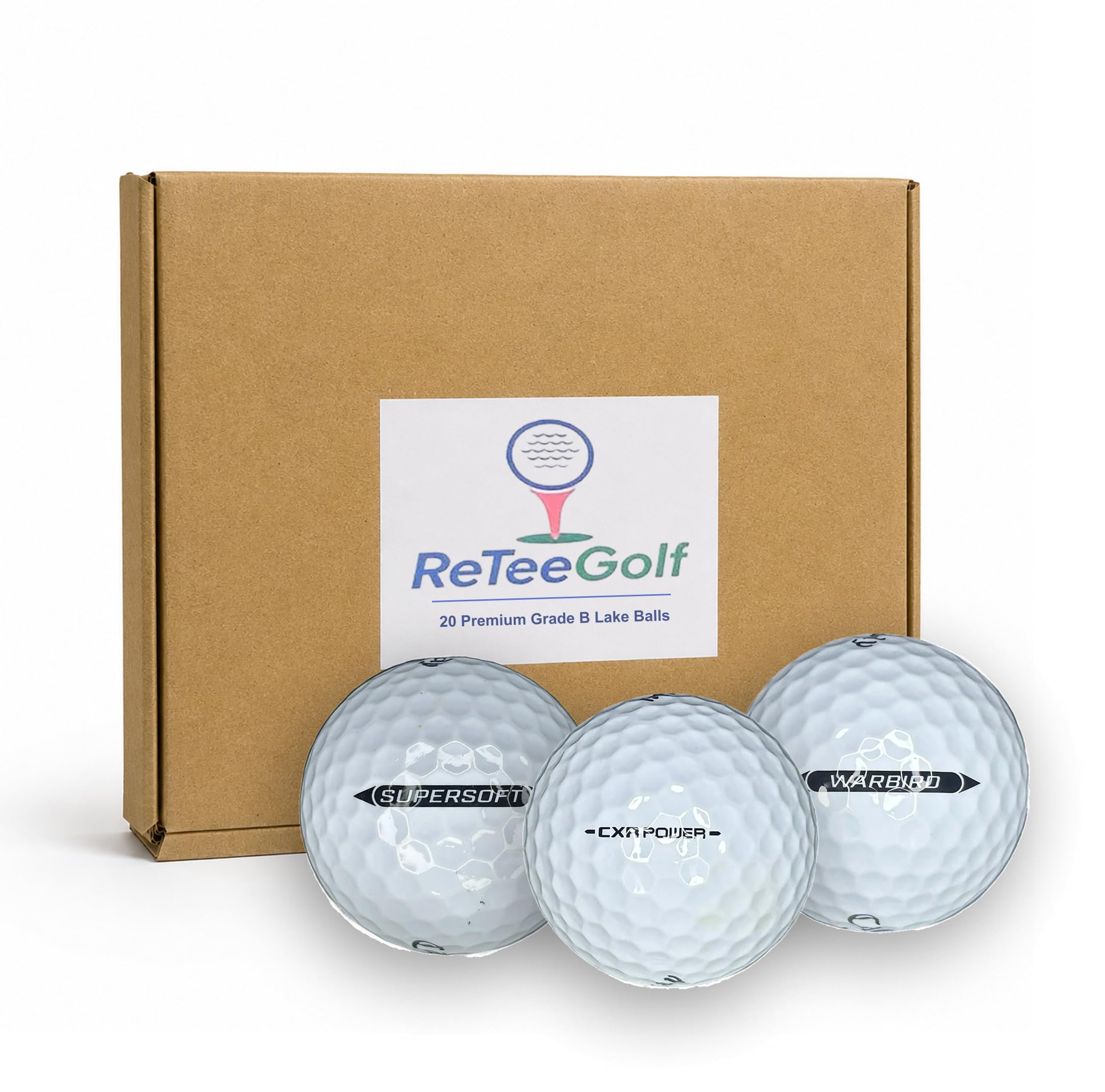 ReTee Golf 20 Used for Callaway | Grade B | Recycled Lake Golf Balls | Used Golf Balls | Premium Golf Ball Set for Practice, Range, Play | Premium Second Hand Golf Balls Brand Golfballs