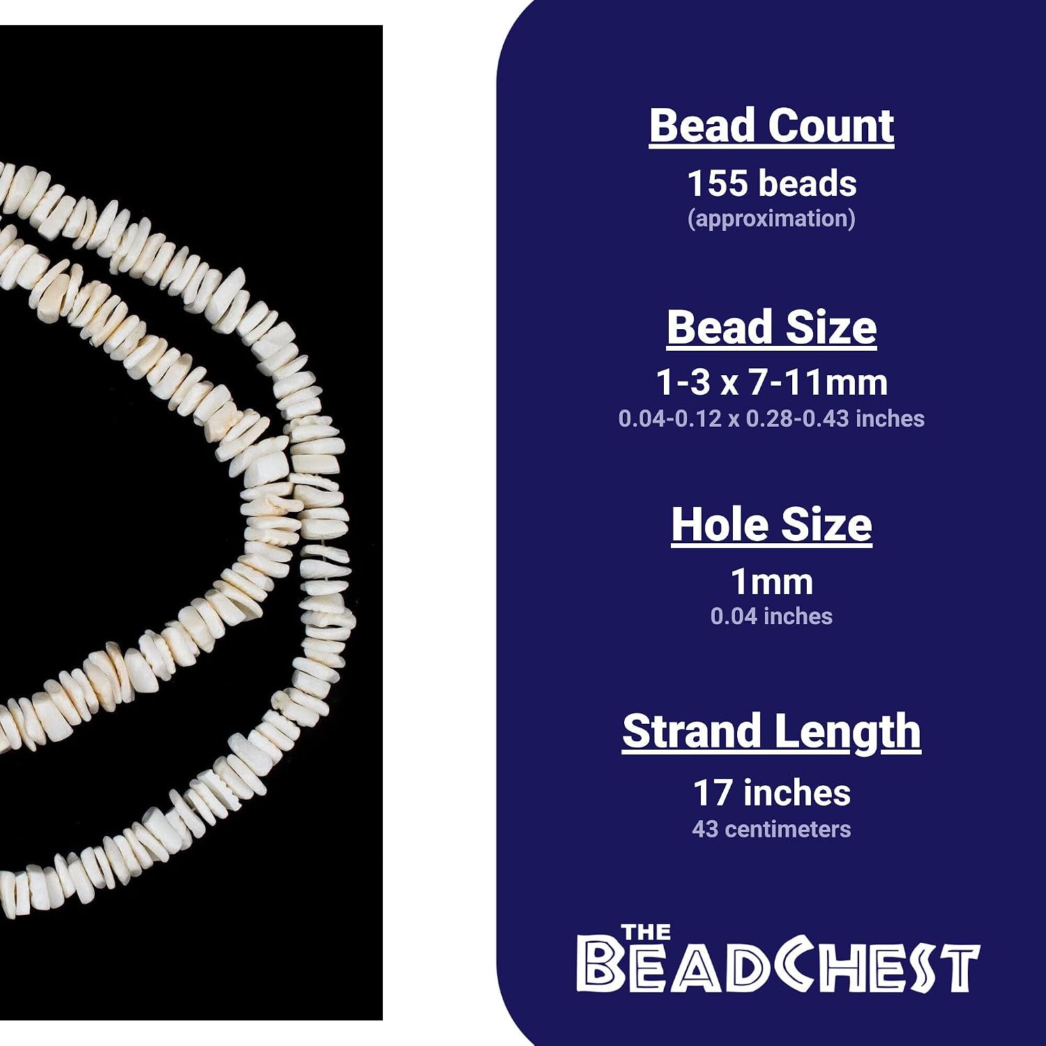 The Bead Chest White Shard Ocean Shell Heishi Beads 9mm 17 Inch Strand
