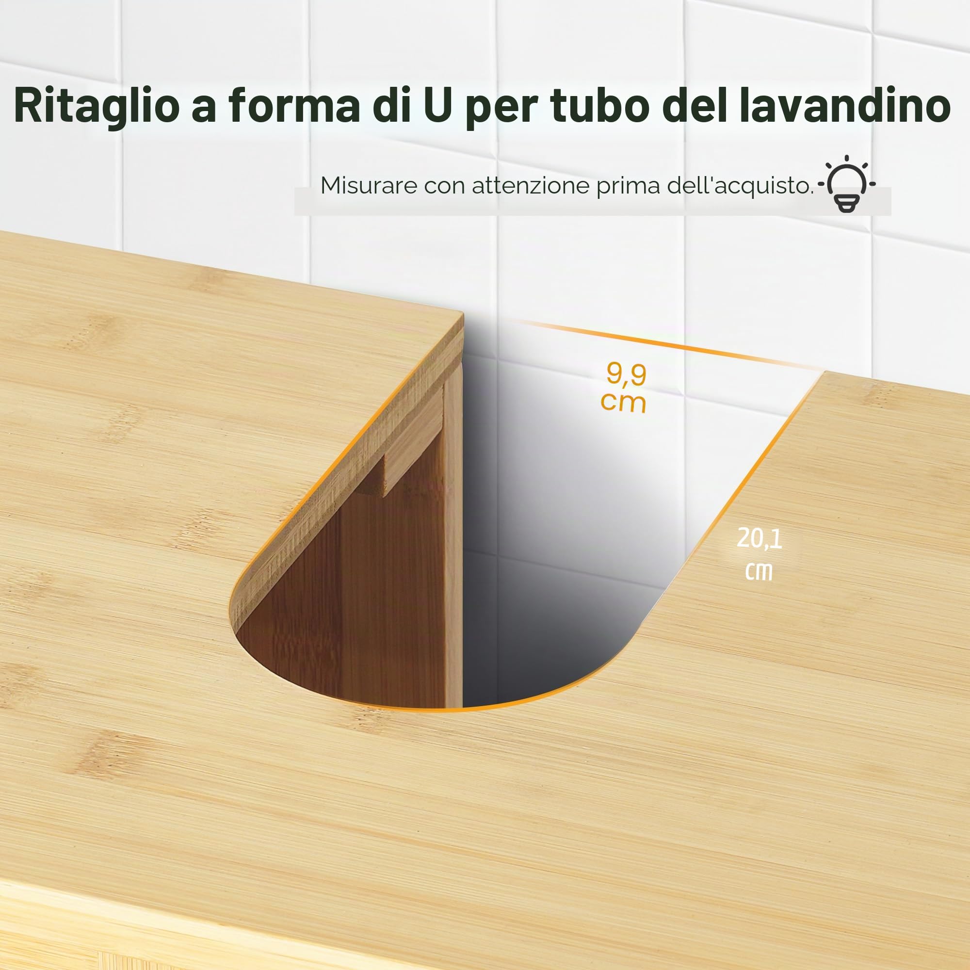 SogesPower Mobile sottolavabo in bambù, mobile sottolavabo con ante e ripiani, mobiletto per lavabo, mobile da bagno, mobili da bagno per il bagno
