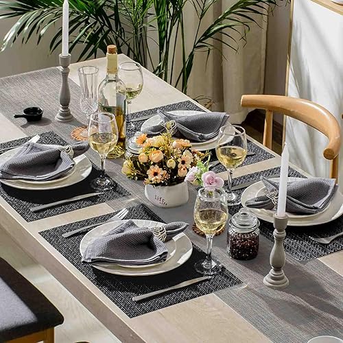 Miniatura 126 de AHHFSMEI Juego de 6 manteles individuales para mesa de comedor, manteles individuales de vinilo tejido de plástico, antideslizantes, aislamiento