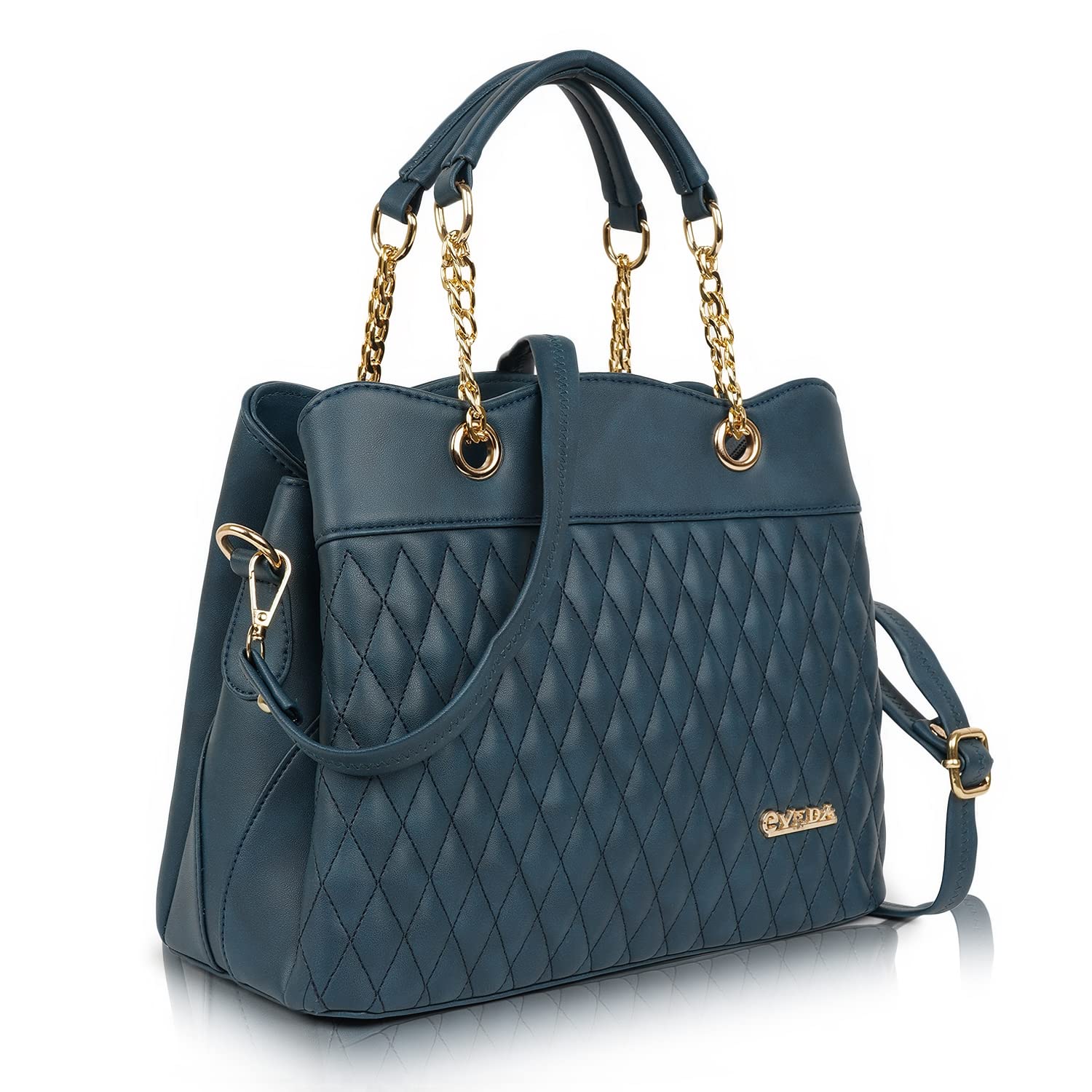 EVEDASynthetic Vegan Leather Classic Chain Strap Top Handle Handheld Shoulder Crossbody Water Resistant Handbag For Women