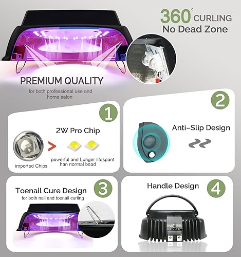 Miniatura 5 de Lámpara de uñas LED UV inalámbrica profesional, secador de uñas de gel LED recargable, luz UV para uñas, secador de uñas de gel LED portátil