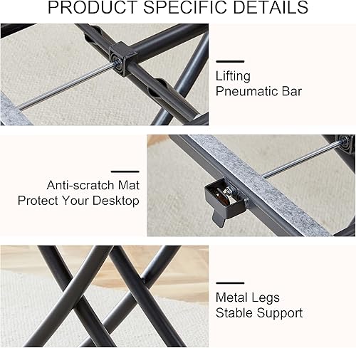 Miniatura 4 de Lecut Mesa de comedor plegable de 43.3 pulgadas, mesa multifunción 4 en 1 con mesa de MDF y altura ajustable, mesa de centro elevable que se