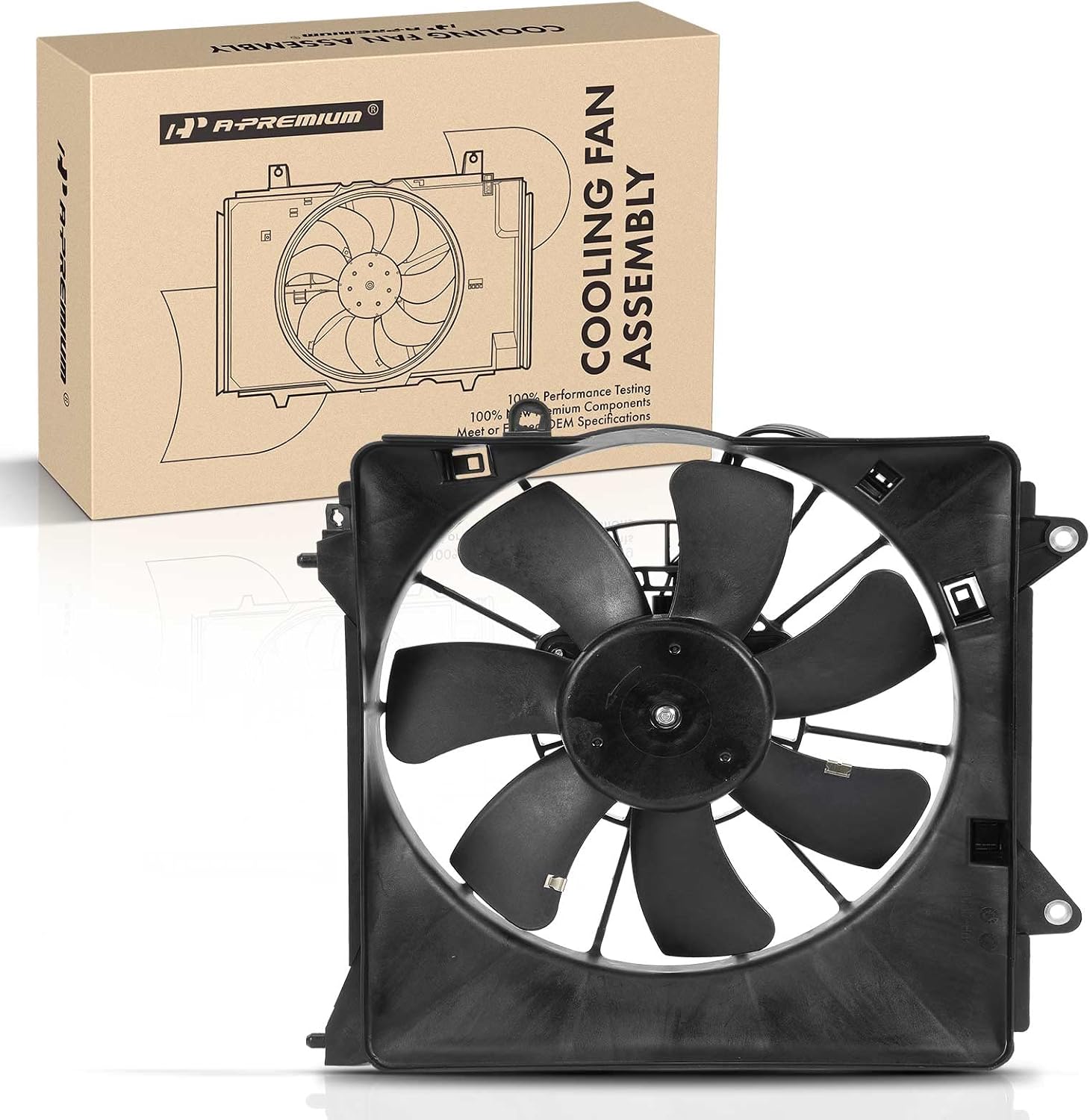 A-Premium Engine Radiator Cooling Fan Assembly Compatible with Select Honda Models - Insight 2010-2014, CR-Z CRZ 2011-2016 - Replace# 38611RBB003, 38615RBJ003