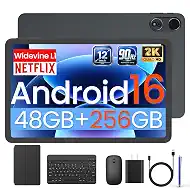 ECOPAD Android 16 Tablet with Keyboard/Mouse/Stylus, 12 Inch Tablets, Black | 48GB RAM (8+40) 256GB ROM, 2K Display 90Hz, 10000mAh Battery, Octa-Core, Dual Speakers, 13MP Camera, WiFi 6
