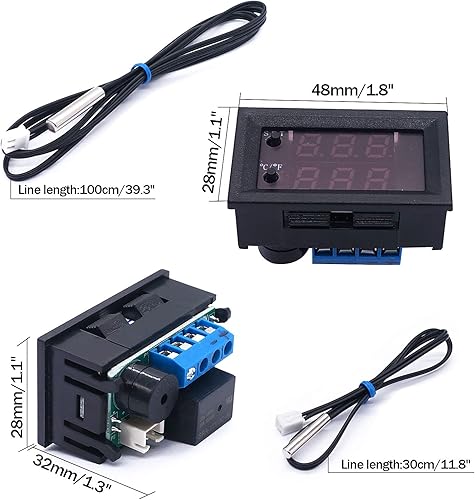 Miniatura 3 de Twidec Controlador de temperatura DC 12V programable -50 a 230.0 F (-58 a 230 F) Pantalla LED rojoazul Monitor Módulo de control de termostato de