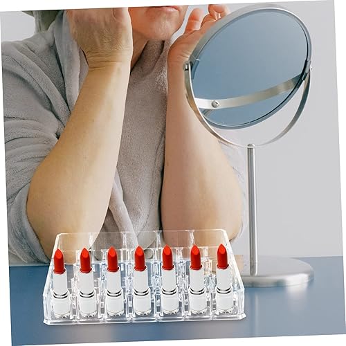 Miniatura 9 de Vaguelly Acrylic Lipstick Holder 26-Grid Makeup Organizer for Vanity Delicate Lipstick Rack Dustproof Design for Beauty Enthusiasts
