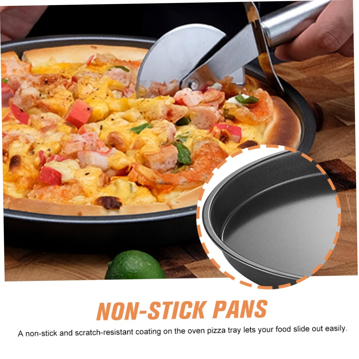 OKUMEYR Non Stick Pizza Baking Pan Oven Bakeware for Easy Cleanup and Uniform Heating Durable Scratch Resistant Kitchen Tray for Homemade Pizza and More