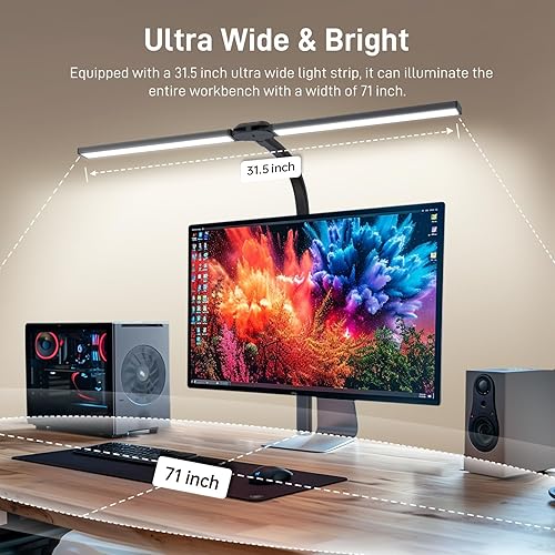 Miniatura 2 de Lámpara de escritorio LED para oficina en casa, luz de escritorio con abrazadera, 24 W, doble cabezal de arquitecto, atenuación continua, cuello de