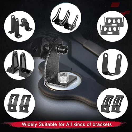 Miniatura 4 de OFFROADTOWN Soportes de montaje de barra de luz LED, 2 unidades, soporte de montaje en capó del motor de pilar, abrazadera de soporte de luz sin