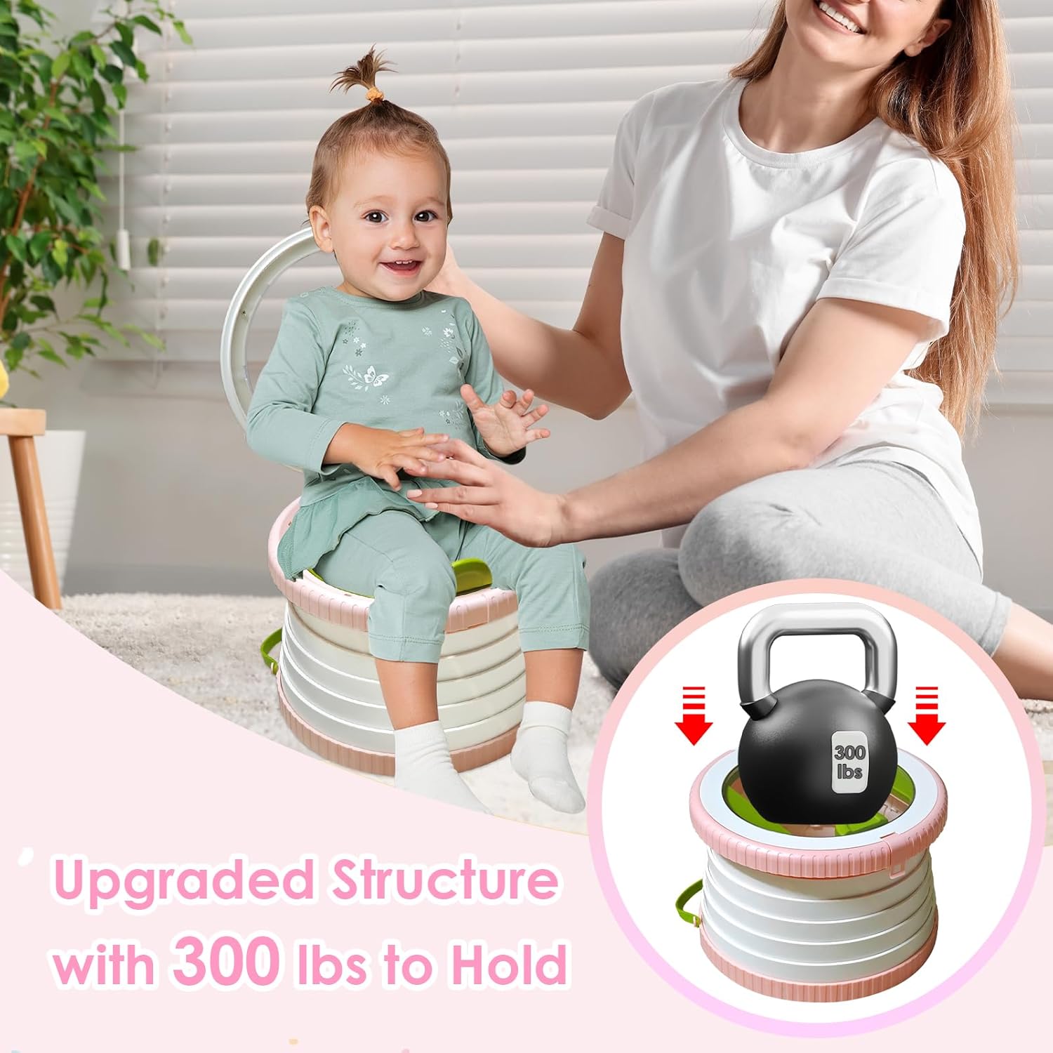 Portable Potty Chair for Toddlers with Splash-Proof Design, Foldable Travel Potty with Bag & 30 Refills - Kids Toilet for Car, Camping, Indoor - Easy Clean Baby Potty Training Seat (White-Pink)