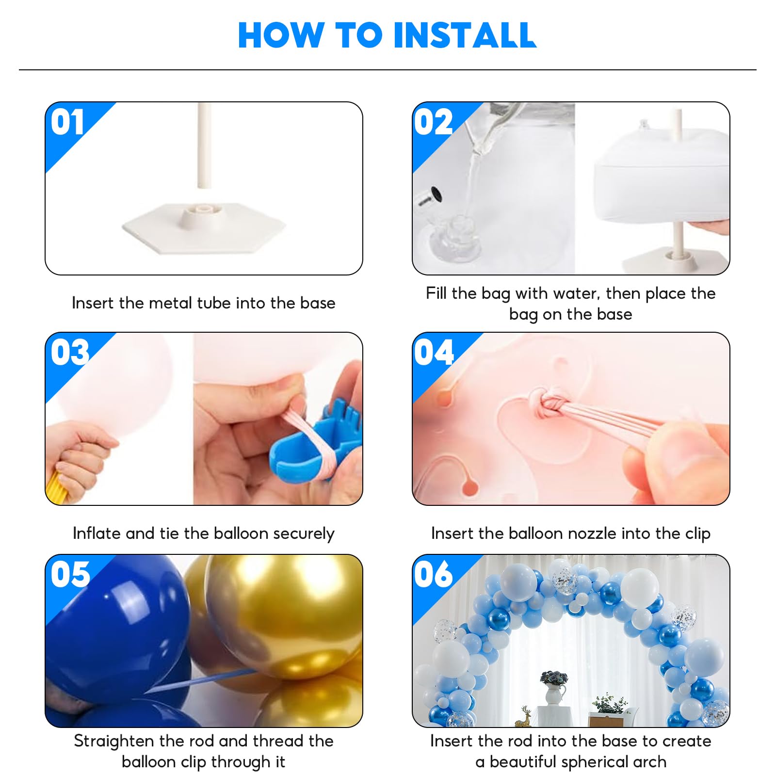 Ballonbogen-Set, 3 m, mit 2 Ballonstangenständern, mit Wasser befüllbarer Basis und Faserstangen für Hochzeit, Abschlussfeier, Geburtstag, DIY-Partyzubehör, Weihnachtsdekorationen