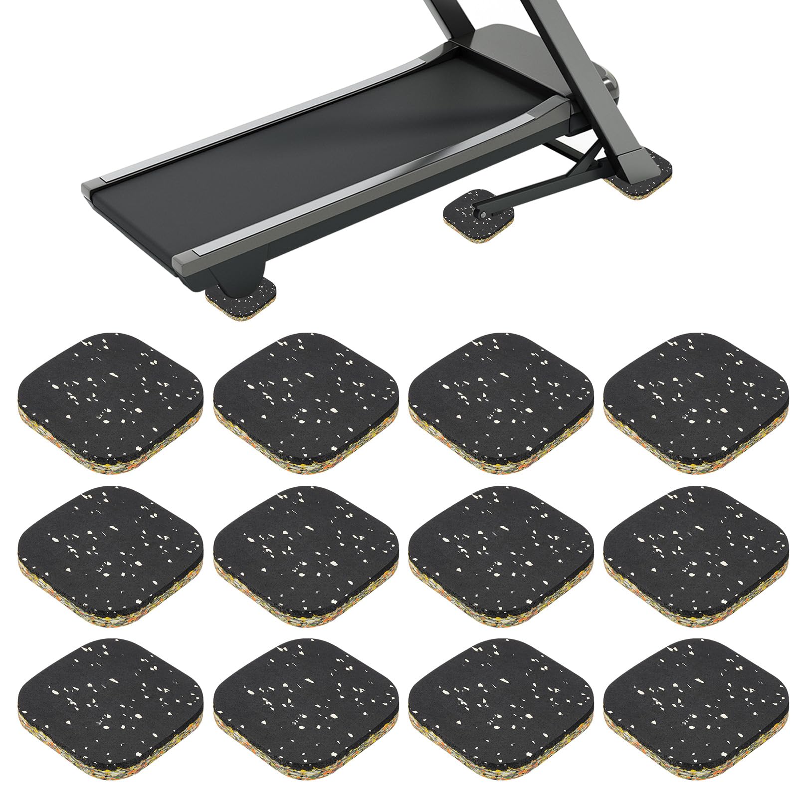 PATIKIL 12 Pcs Tappetini Per Tapis Roulant, 4x4x0.6" Schiuma Ad Alta Densità Antivibrante Tappetino Fonoassorbente Per Attrezzature Fitness Per Proteggere Il Pavimento Riduzione, Bianco
