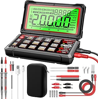 ANENG Multimeter,20000 Counts Digital Rechargeable Automotive Engine Analyzer with 300-19999RPM Tach,Dwell Angle,Duty Cycle,AC/DC Current,Voltage,Amp,Ohm,Flip LCD,Data Hold Tester for Car Diagnostics