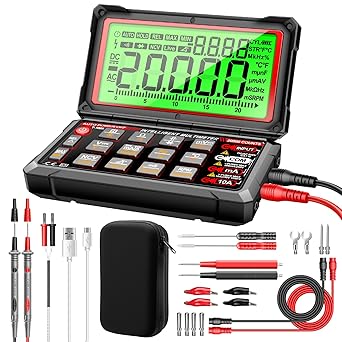 ANENG Multimeter,20000 Counts Digital Rechargeable Automotive Engine Analyzer with 300-19999RPM Tach,Dwell Angle,Duty Cycle,AC/DC Current,Voltage,Amp,Ohm,Flip LCD,Data Hold Tester for Car Diagnostics