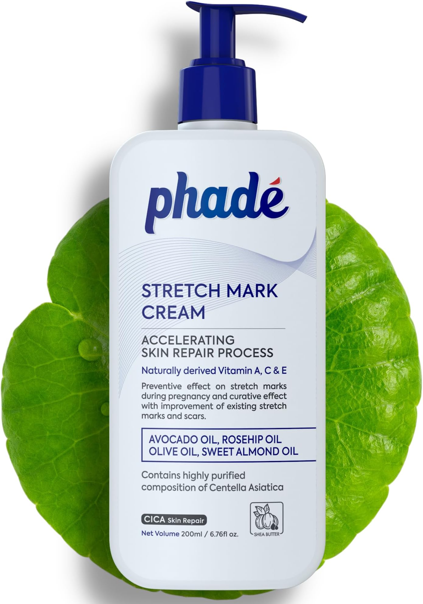 Phade Stretch Mark Cream with CICA for Pregnancy, Scars, Uneven Skin Tone, Ageing - 200ml