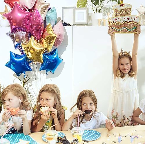 Miniatura 108 de KALOR Globos de Mylar de estrella rosa intenso de 18 pulgadas, 10 globos de helio en forma de estrella para bodas, baby shower, decoraciones de Rosa