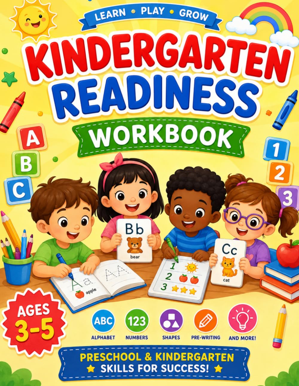 Kindergarten Readiness Workbook: Fun & Engaging Activities to Prepare Your Child for Success - ABCs, 123s, Shapes, and Pen Control for Ages 3-5.